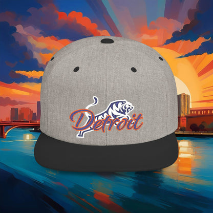Detroit White Tiger Flat Bill Snapback