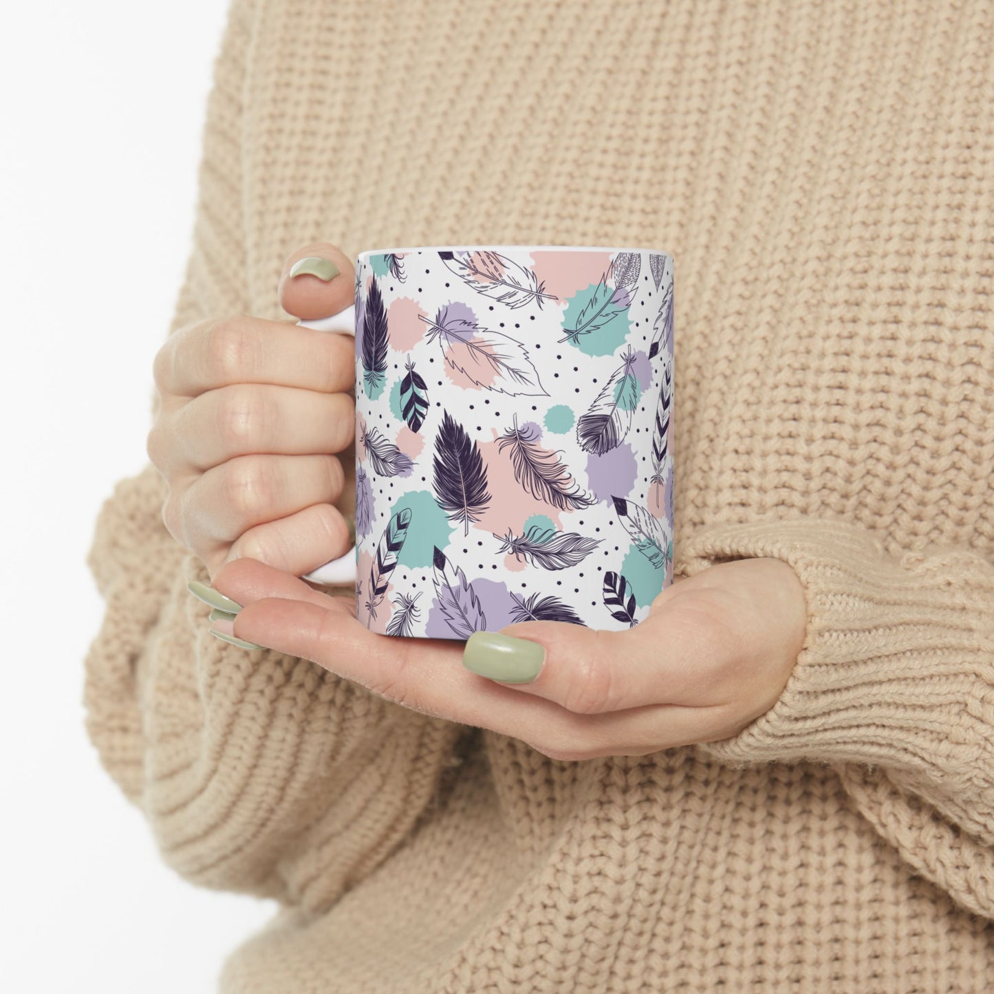 Feather Watercolor Ceramic Mug (11oz/15/oz)