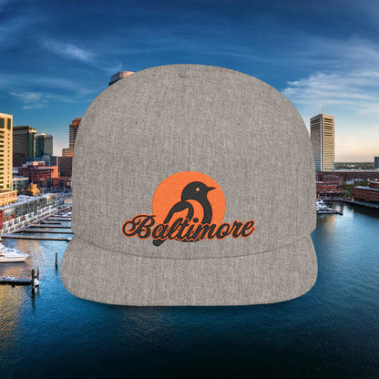 Baltimore Oriole Flat Bill Snapback