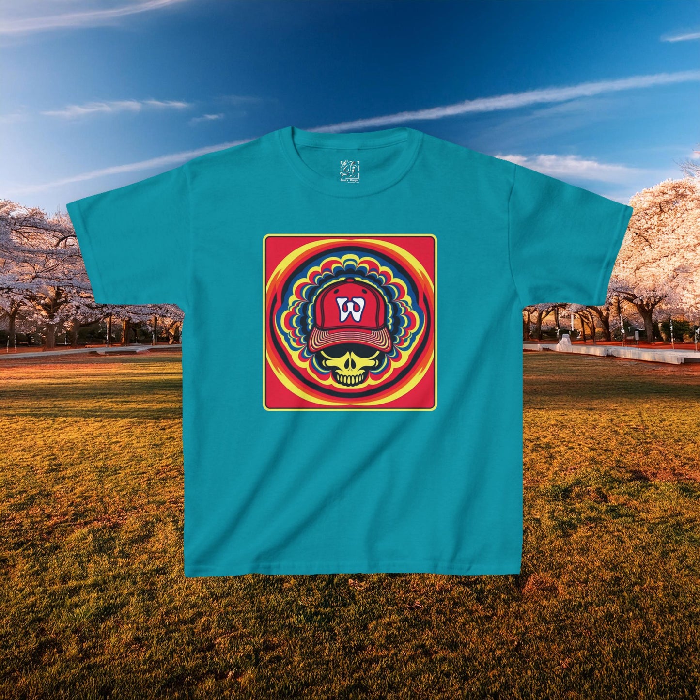 Psychedelic Funky W Skull Kids Tee