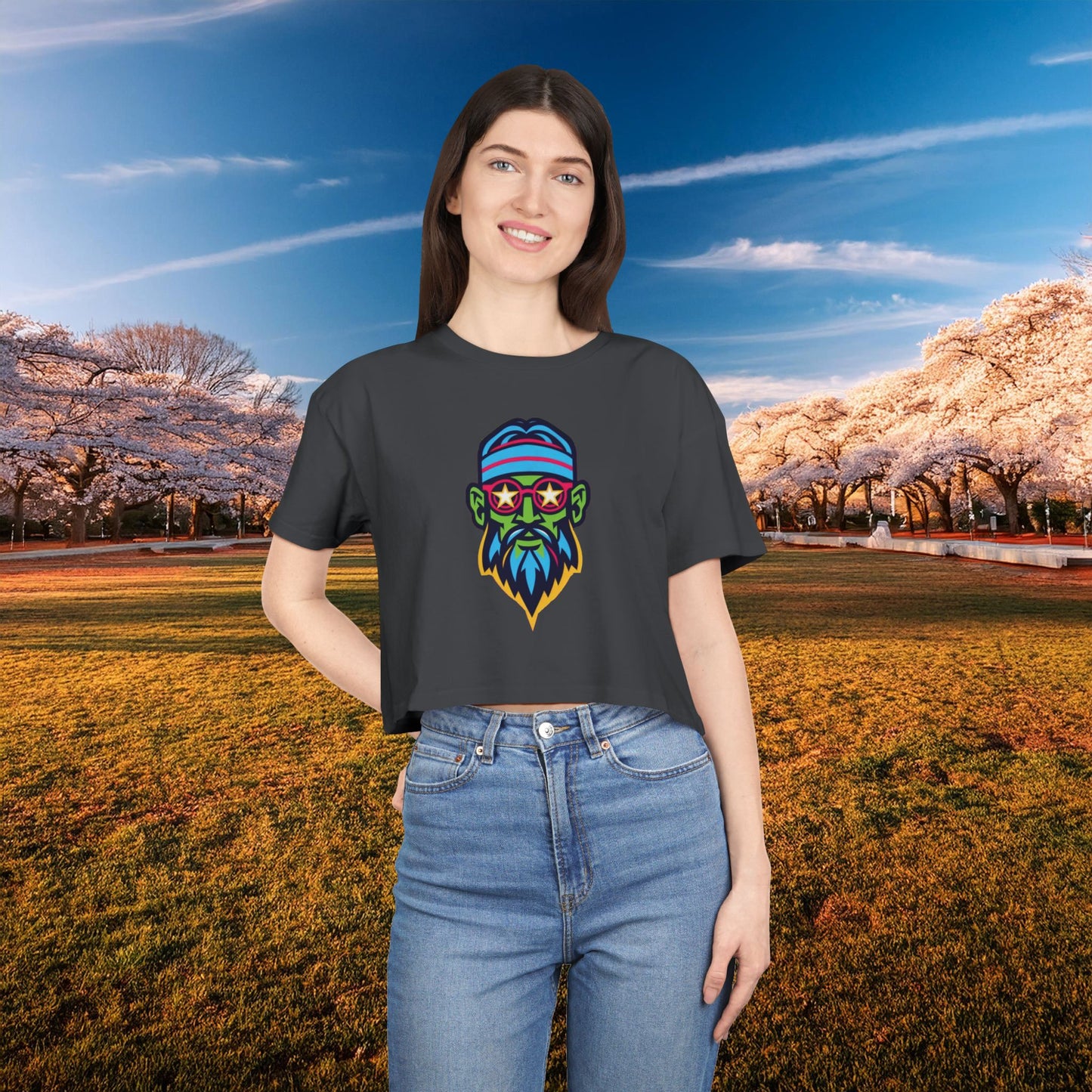 Psychedelic Wizard's Player Women's Crop Tee