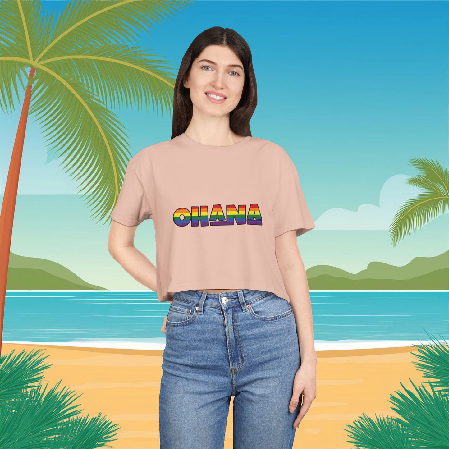Rainbow Ohana Women's Crop Tee
