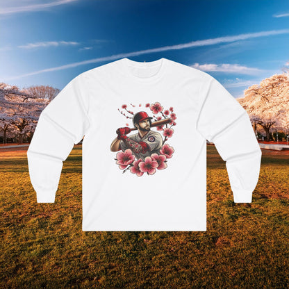 Washington Baseball Cherry Blossom Player Long Sleeve Tee