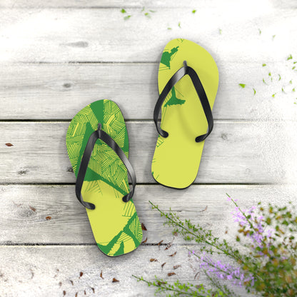 Electric Green and Gold Newcastle Flip Flops