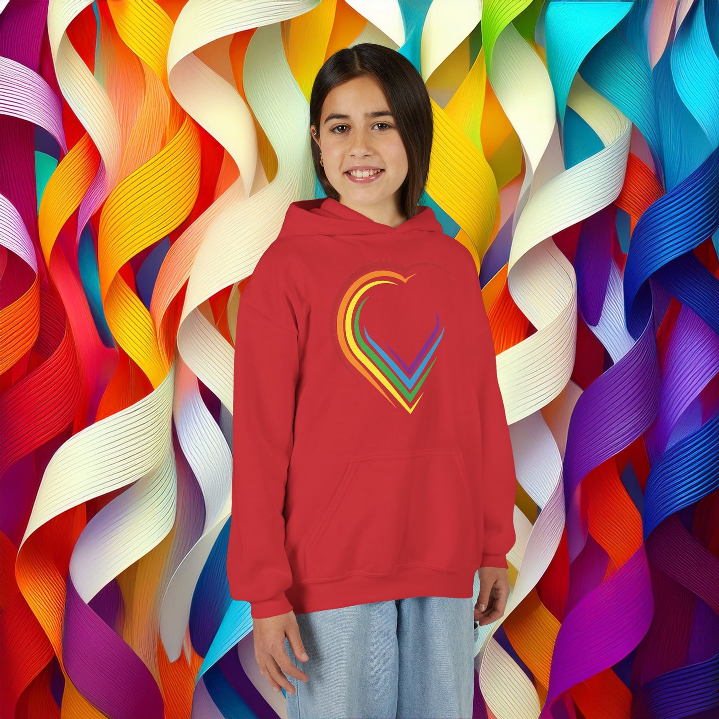 Rainbow Heart Youth Hoodie
