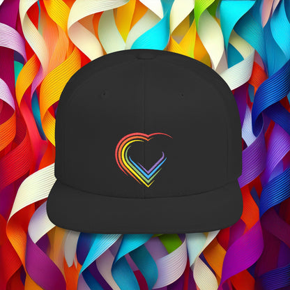 Rainbow Heart Flat Bill Snapback