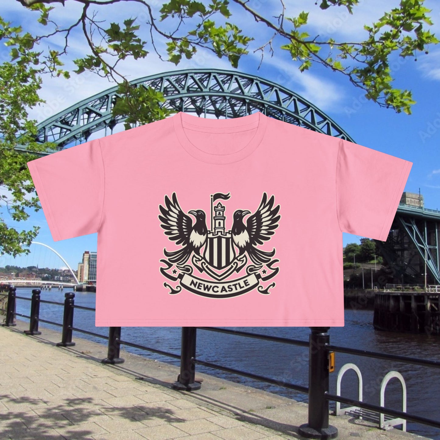 Newcastle United B&W Crest Women's Crop Tee
