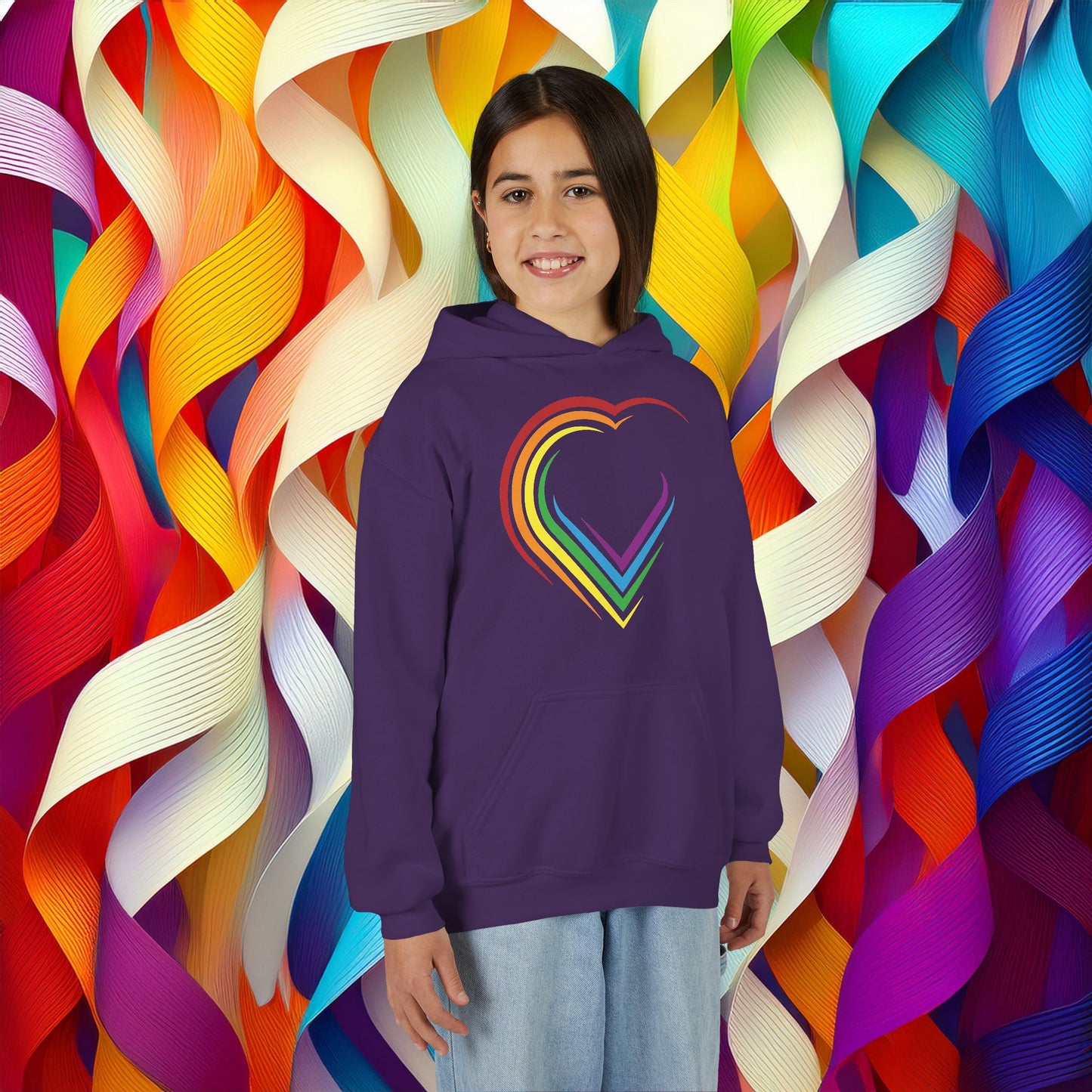 Rainbow Heart Youth Hoodie