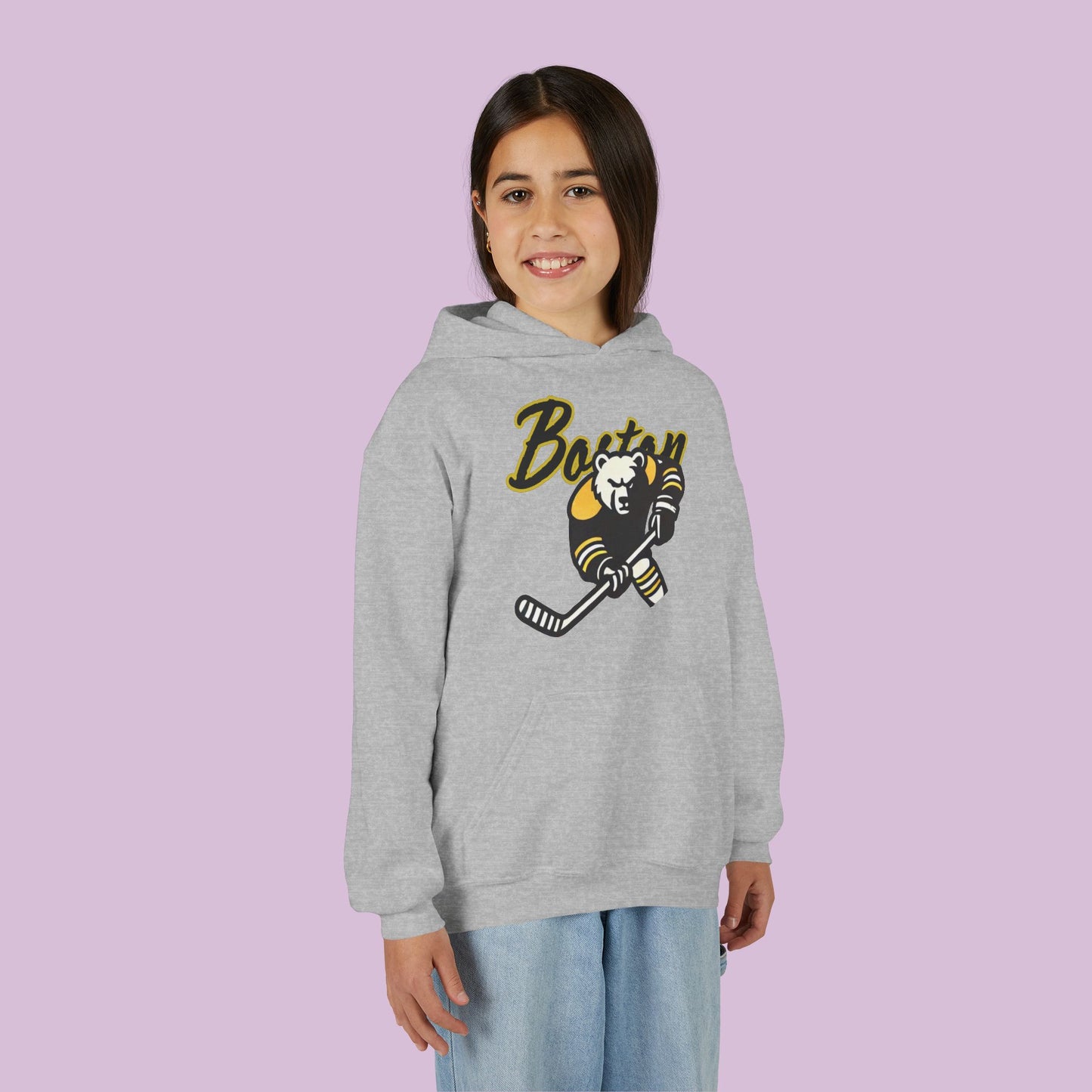 Boston Hockey Bear Youth Hoodie
