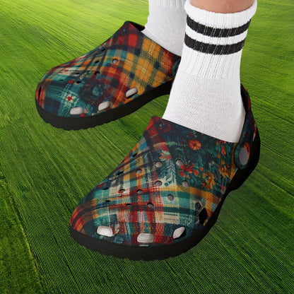 Floral Plaid Kid's Foam Clogs