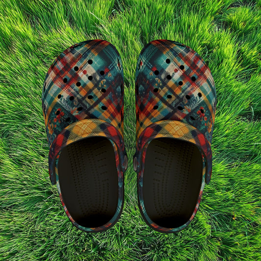 Floral Plaid Kid's Foam Clogs