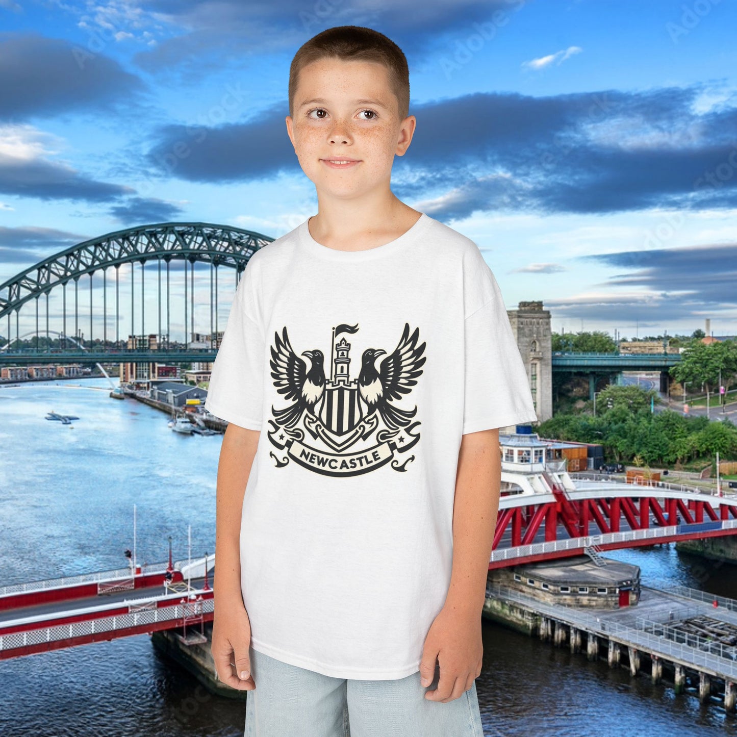 Newcastle United B&W Crest Kids Tee
