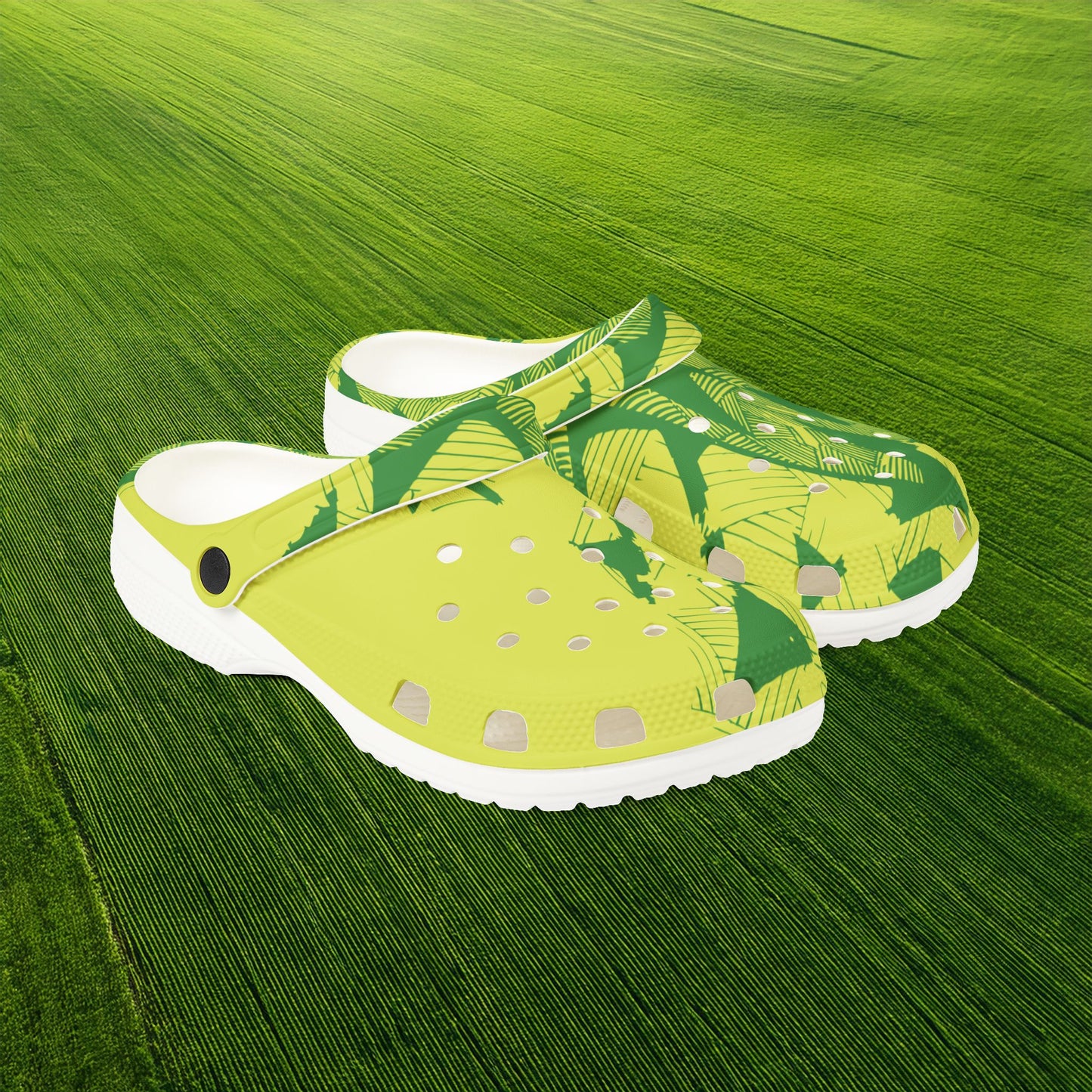 Electric Green and Gold Newcastle Foam Clogs