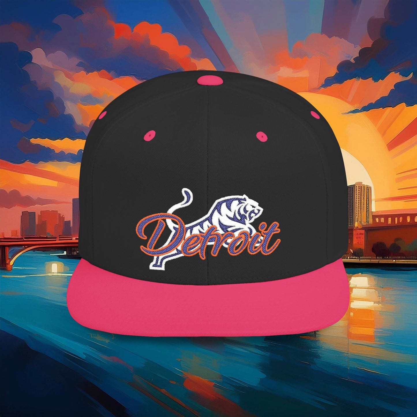 Detroit White Tiger Flat Bill Snapback