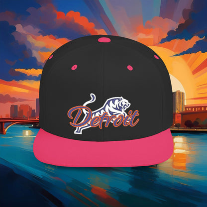 Detroit White Tiger Flat Bill Snapback
