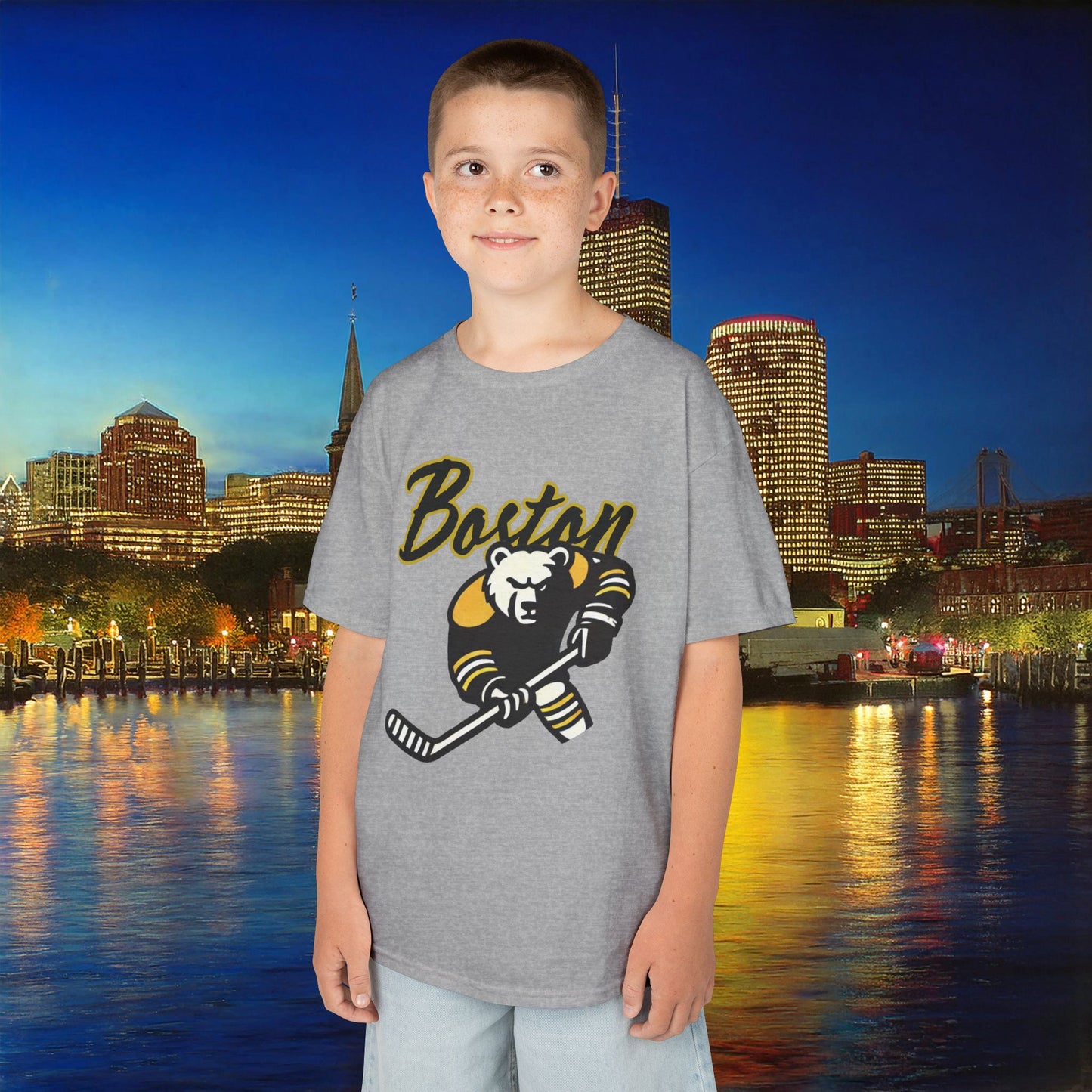 Boston Hockey Bear Kids Tee