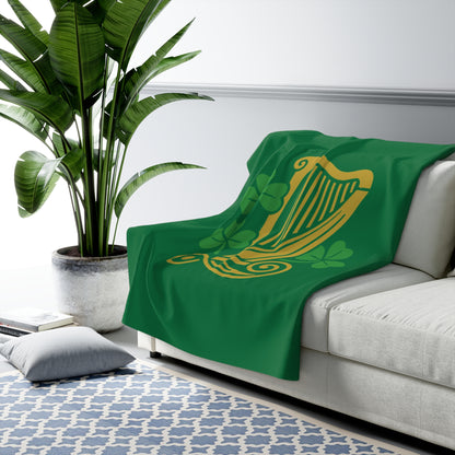 Harp and Shamrock Sherpa Fleece Blanket