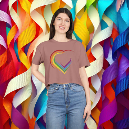 Rainbow Heart Women's Crop Tee