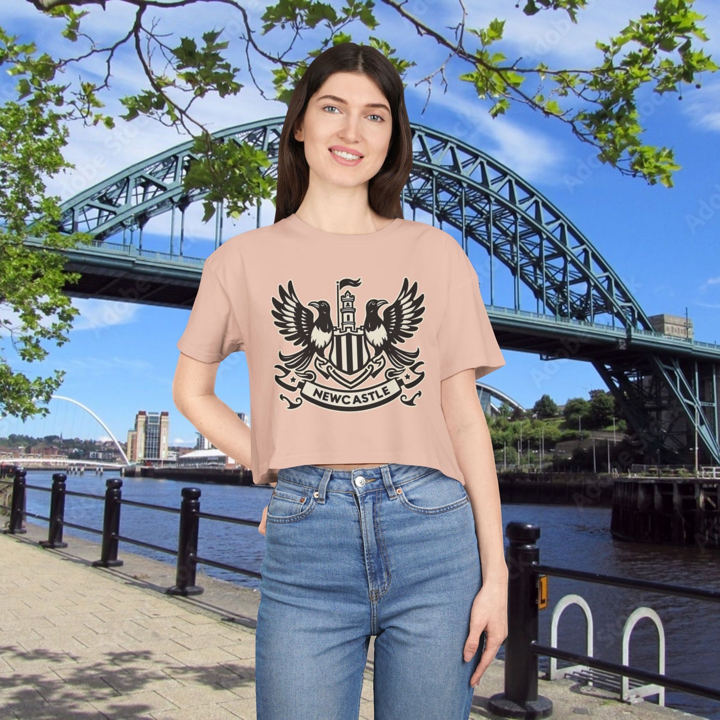 Newcastle United B&W Crest Women's Crop Tee
