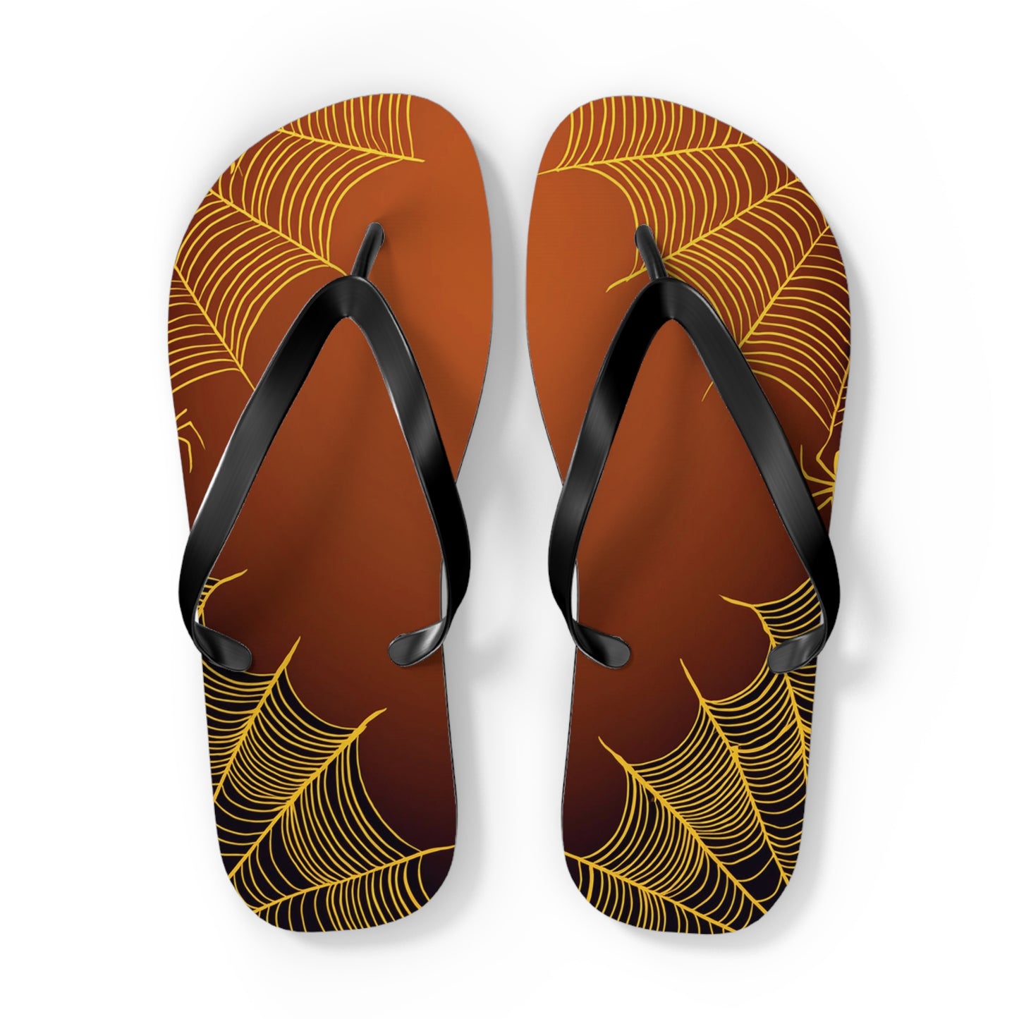 Orange Spider Web Flip Flops
