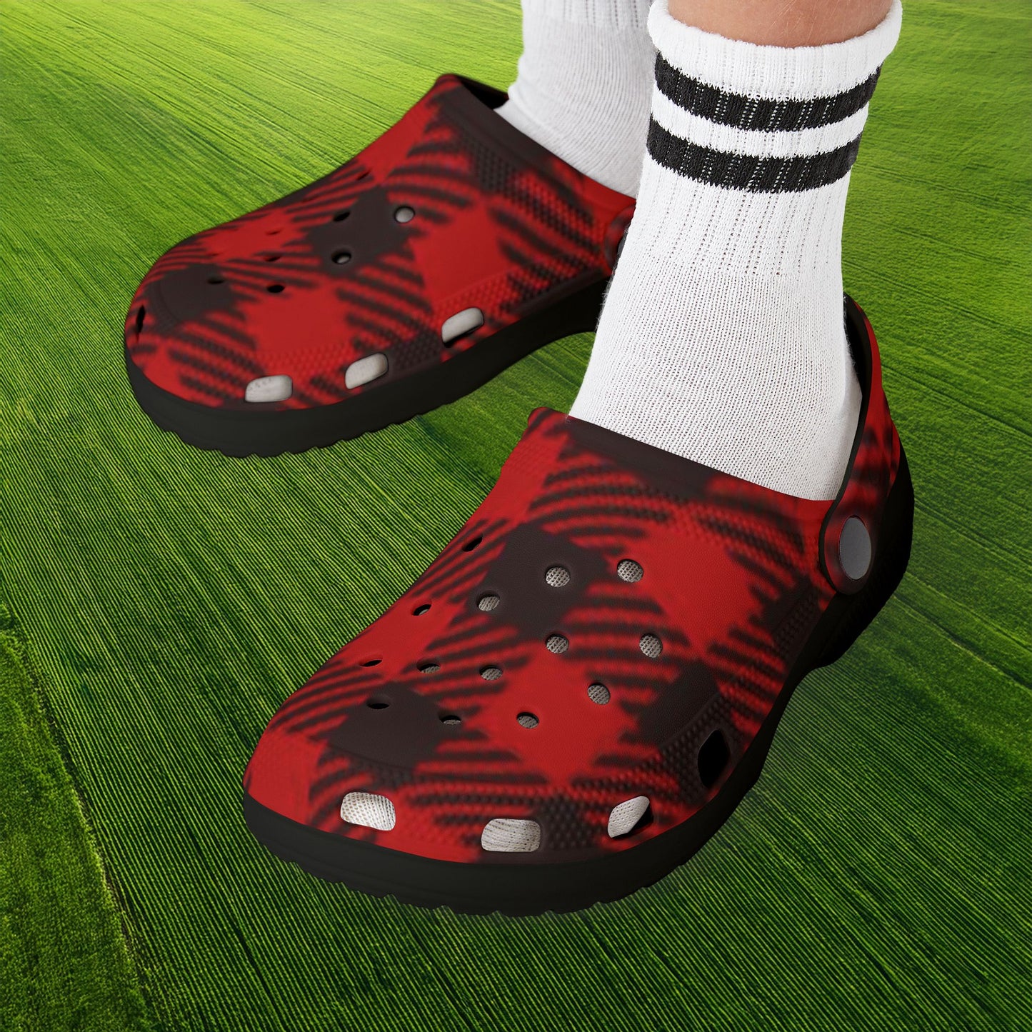 Red Buffalo Plaid Kid's Foam Clogs