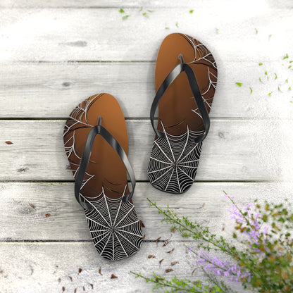 Golden Spider Web Flip Flops