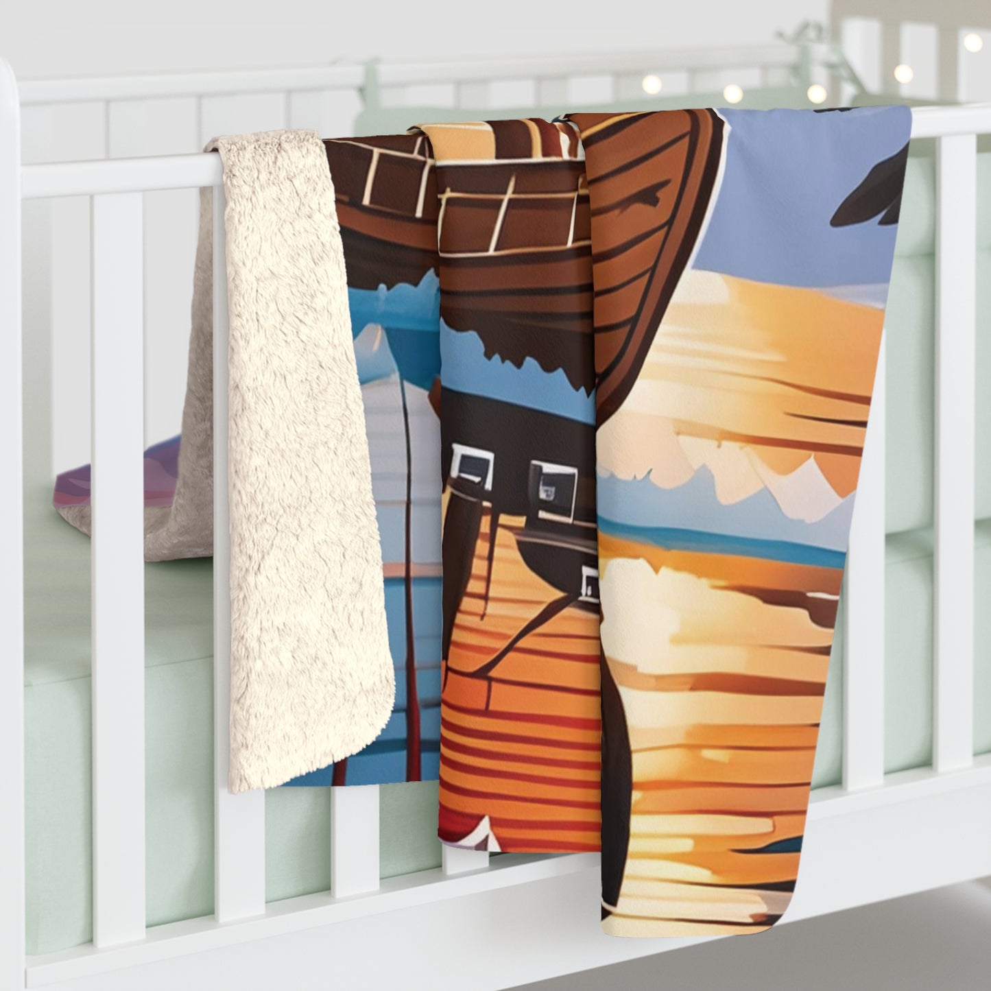 Viking Ship Sherpa Fleece Blanket