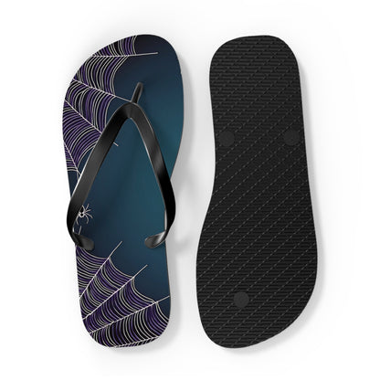 Blue Spider Web Flip Flops