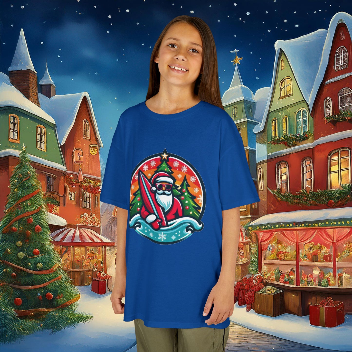 Catching Waves Santa Kids Tee