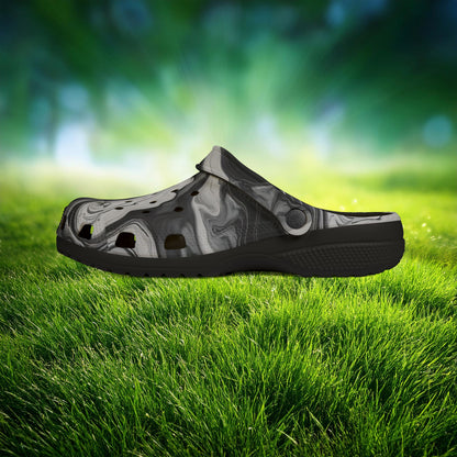 Black and White Marble Pattern Foam Clogs