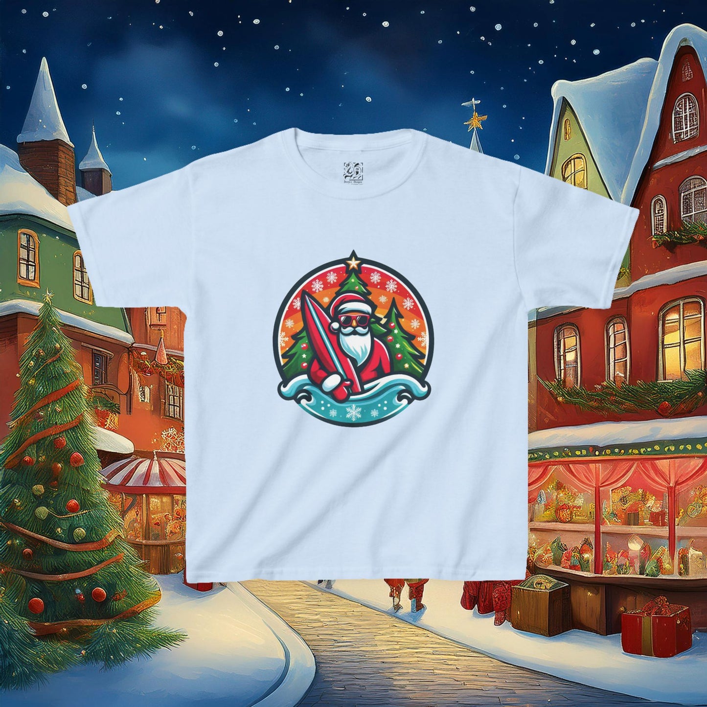 Catching Waves Santa Kids Tee