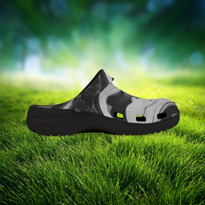 Black and White Marble Pattern Kid's Foam Clogs