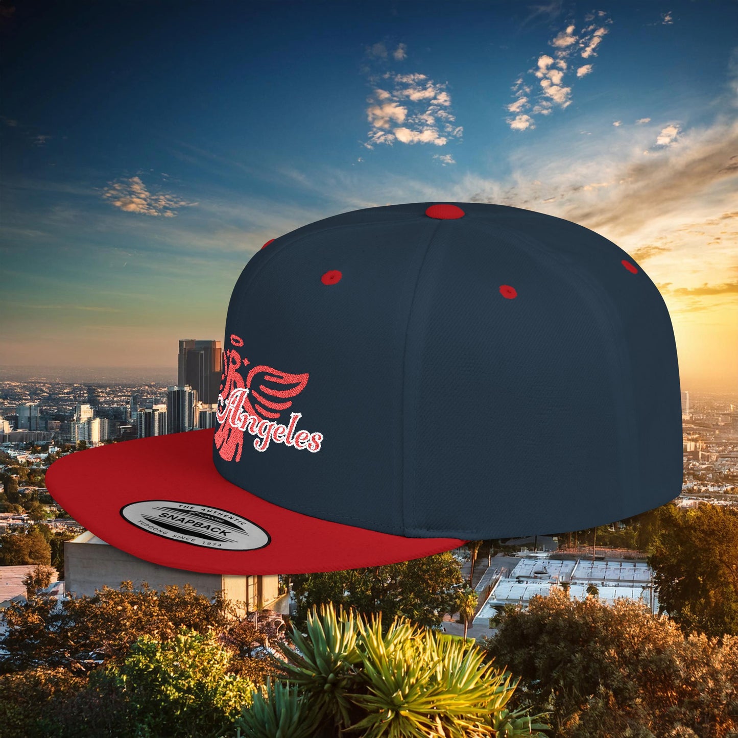 Los Angeles Red Angel Flat Bill Snapback