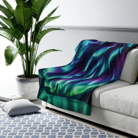 Northern Lights Sherpa Fleece Blanket
