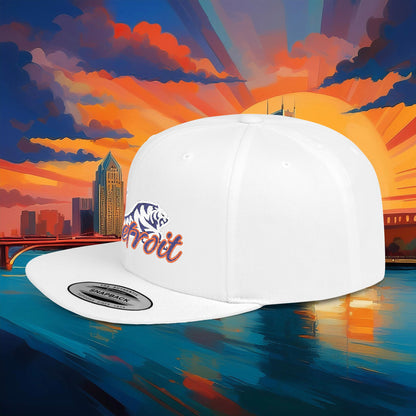 Detroit White Tiger Flat Bill Snapback