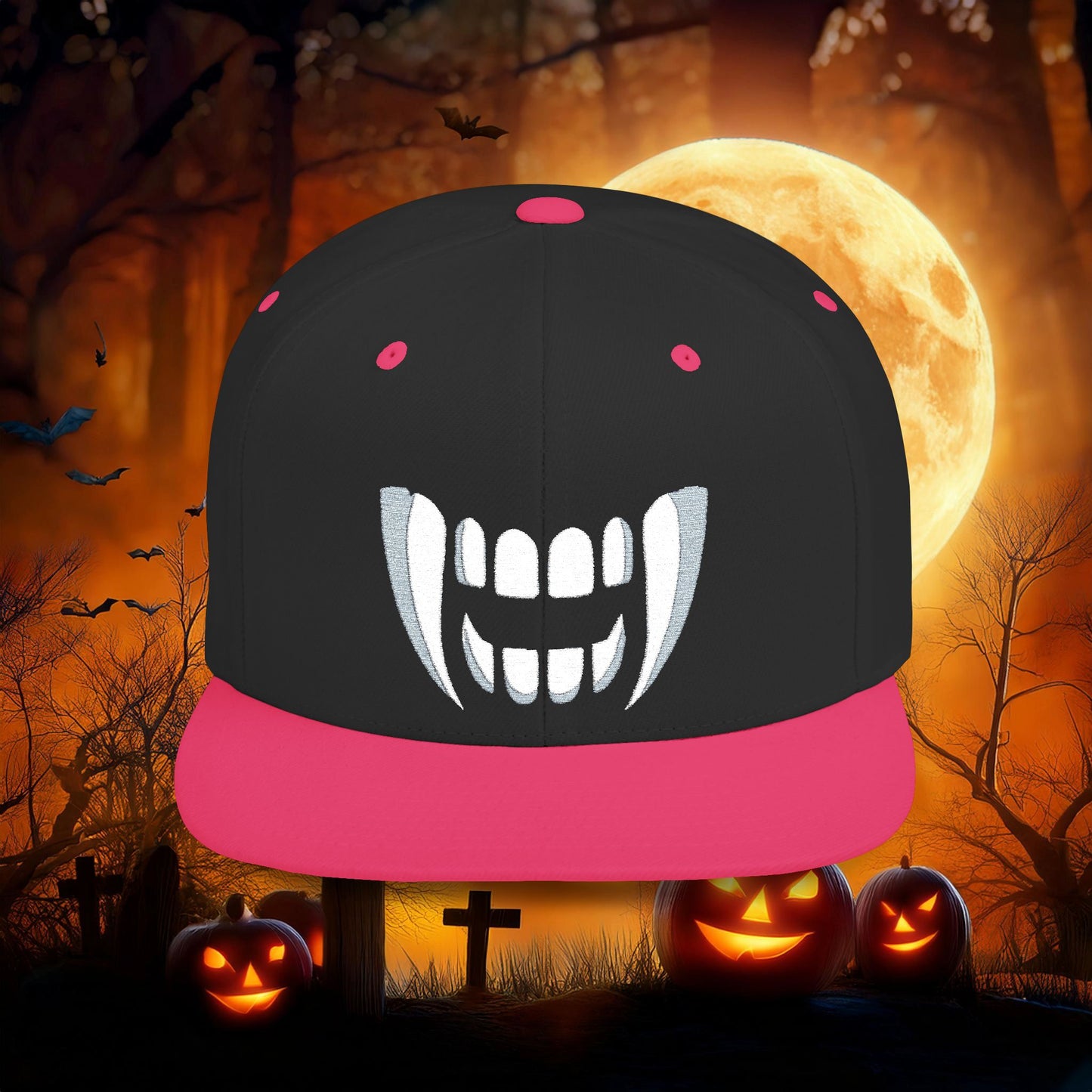 Vampire Teeth Flat Bill Snapback