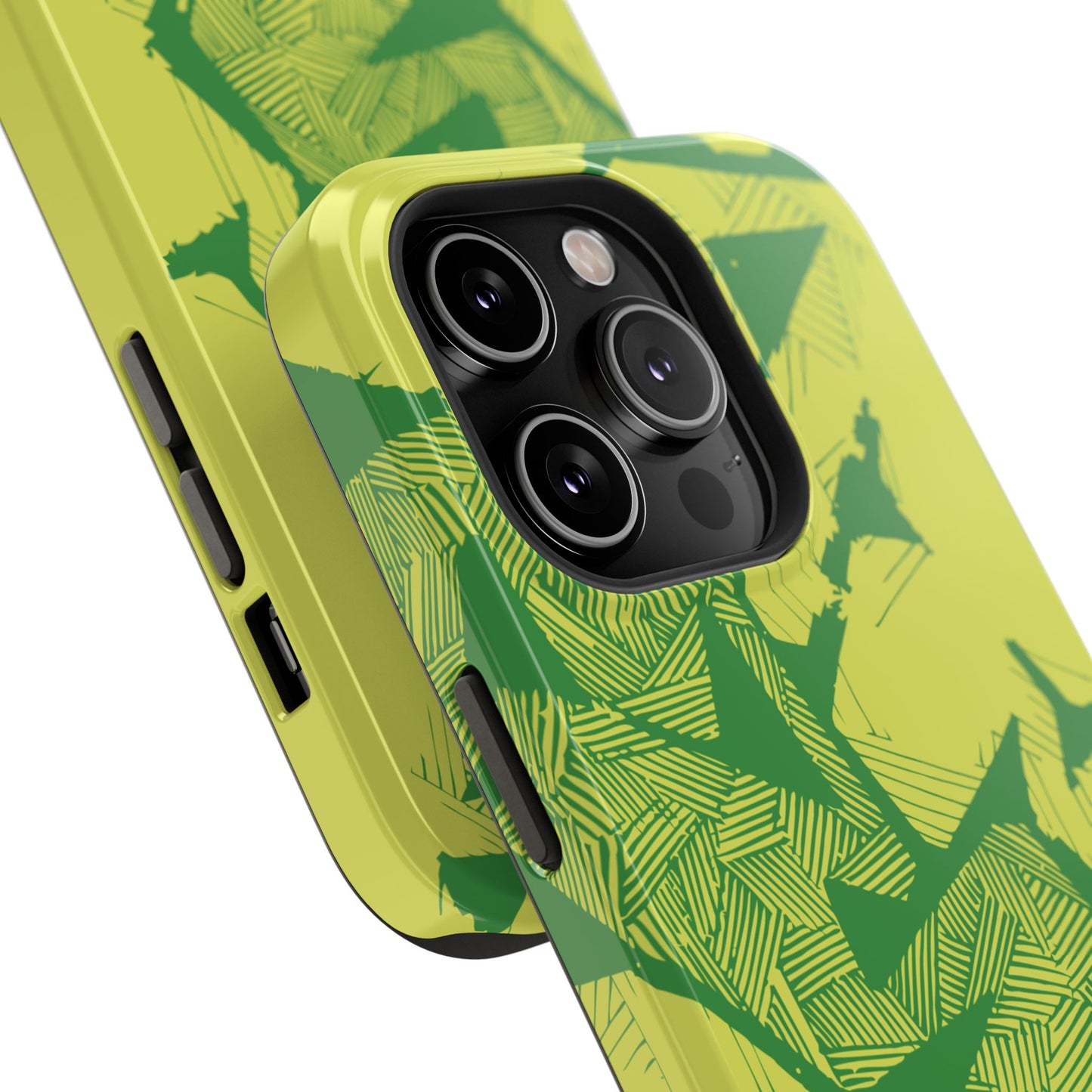 Electric Green and Gold Impact-Resistant Phone Case