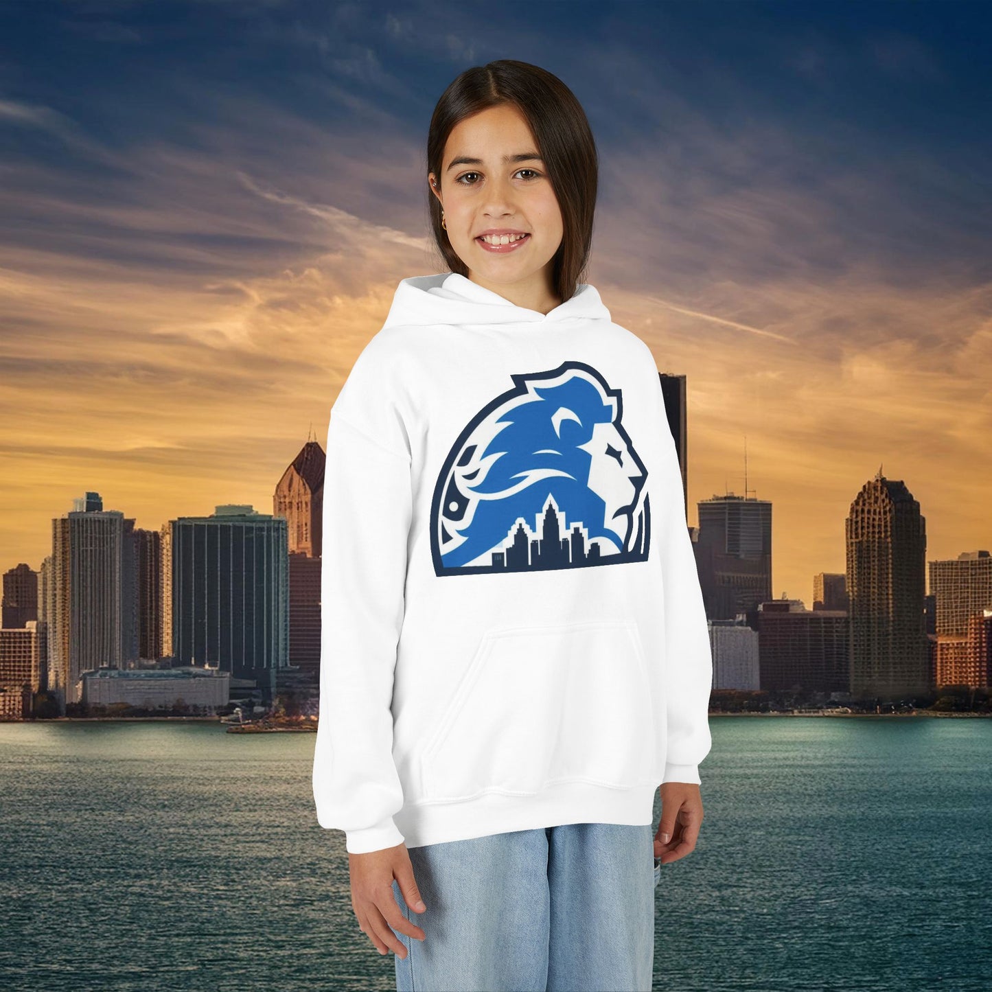 Detroit Football Skyline Youth Hoodie