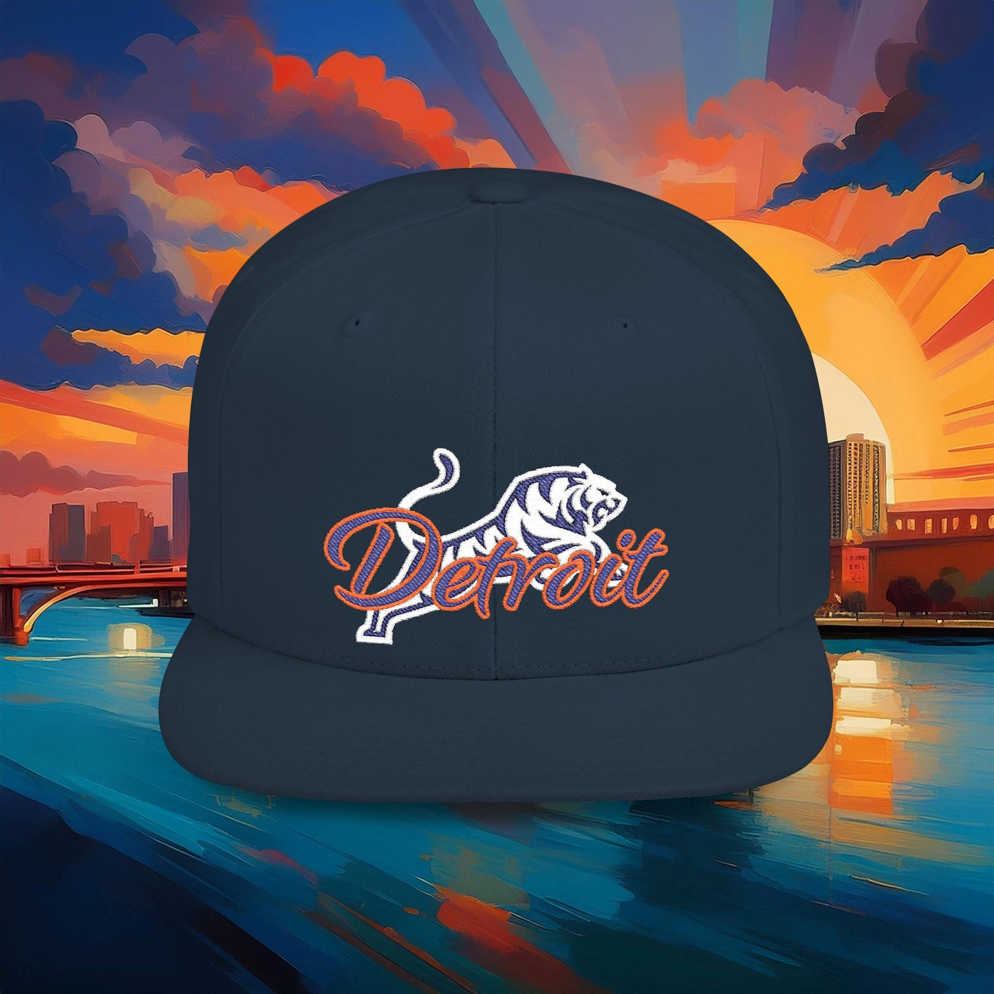 Detroit White Tiger Flat Bill Snapback