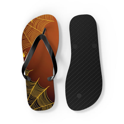 Orange Spider Web Flip Flops