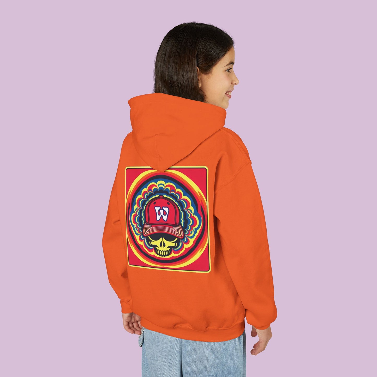 Psychedelic Funky W Skull Youth Hoodie