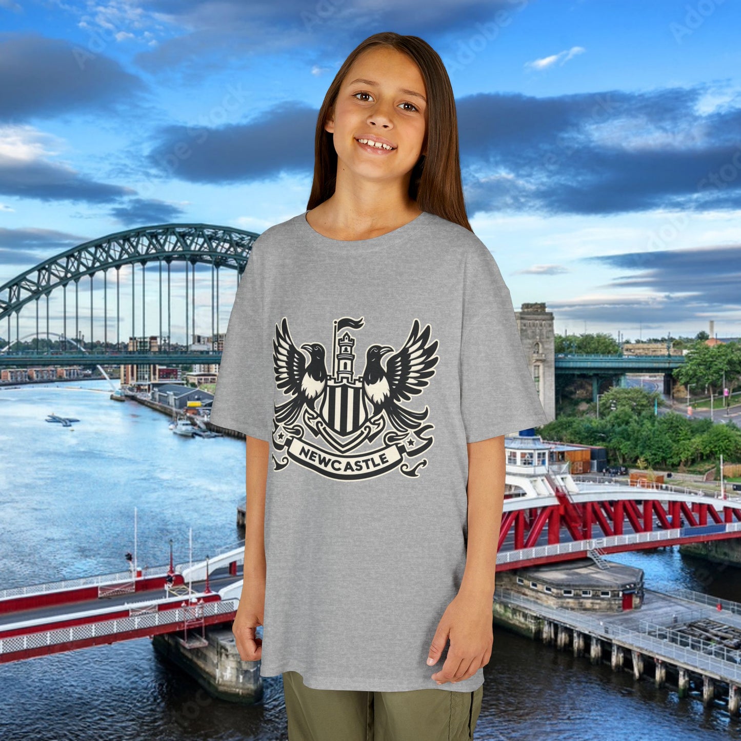 Newcastle United B&W Crest Kids Tee