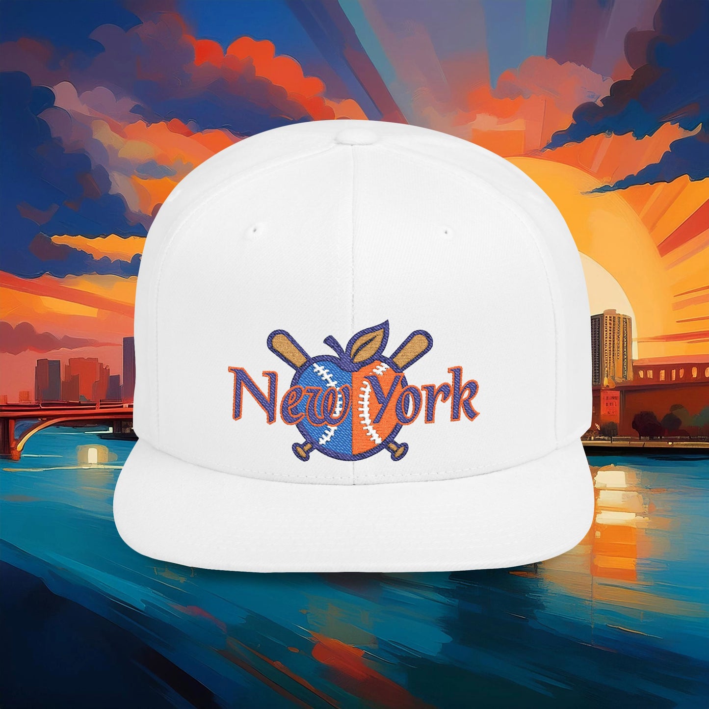 NY Baseball Big Apple Flat Bill Snapback