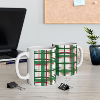 Green & Red Plaid Ceramic Mug (11oz/15oz)