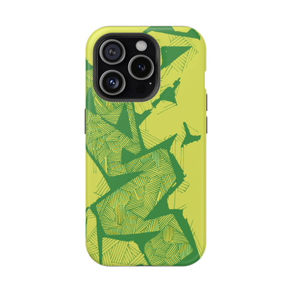 Electric Green and Gold Impact-Resistant Phone Case