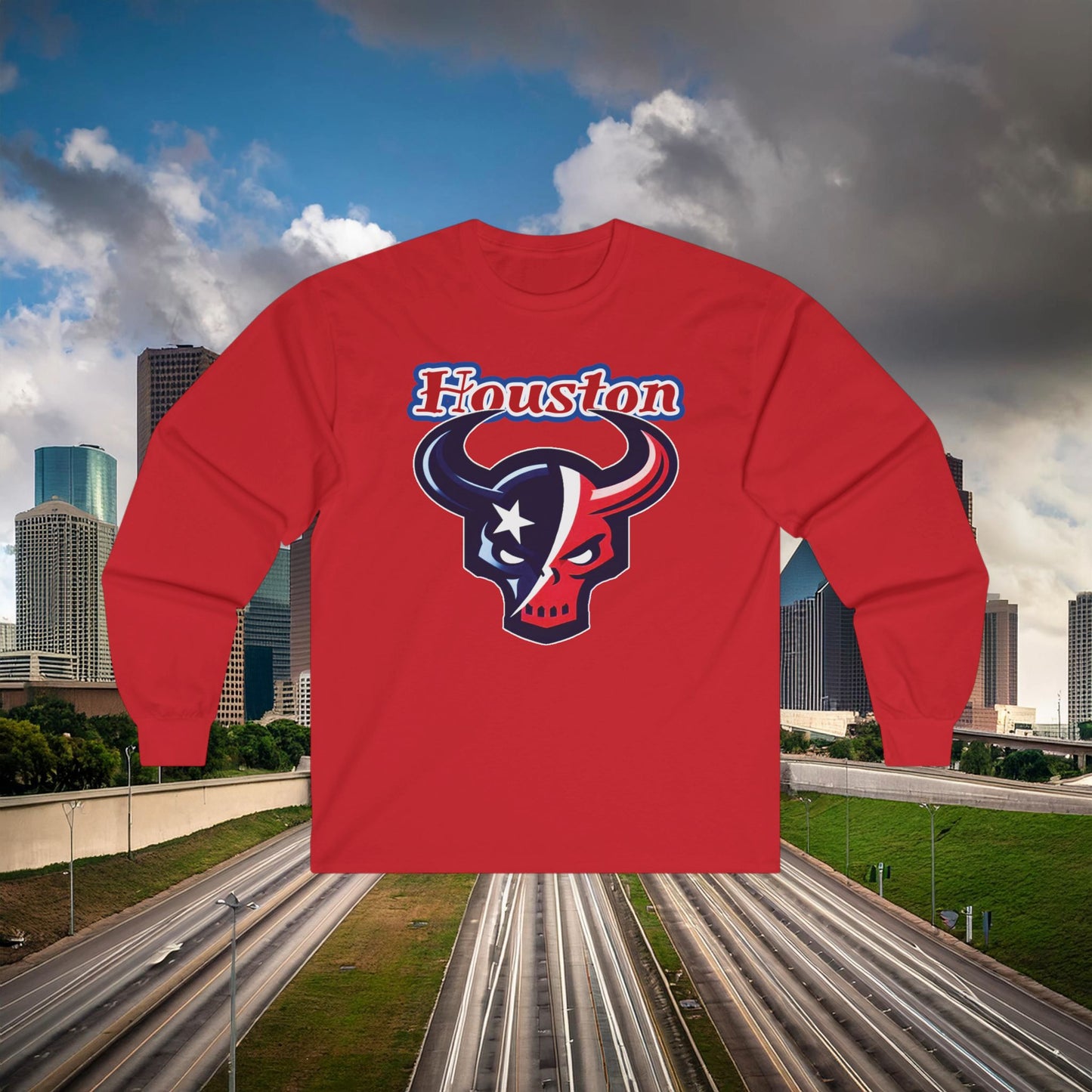 Houston Skull Long Sleeve Tee
