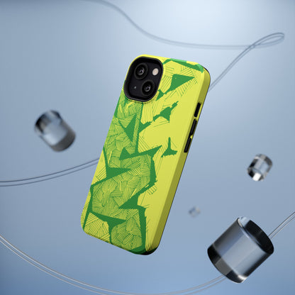 Electric Green and Gold Impact-Resistant Phone Case