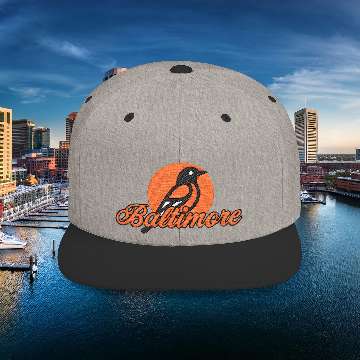 Orange Baltimore Flat Bill Snapback