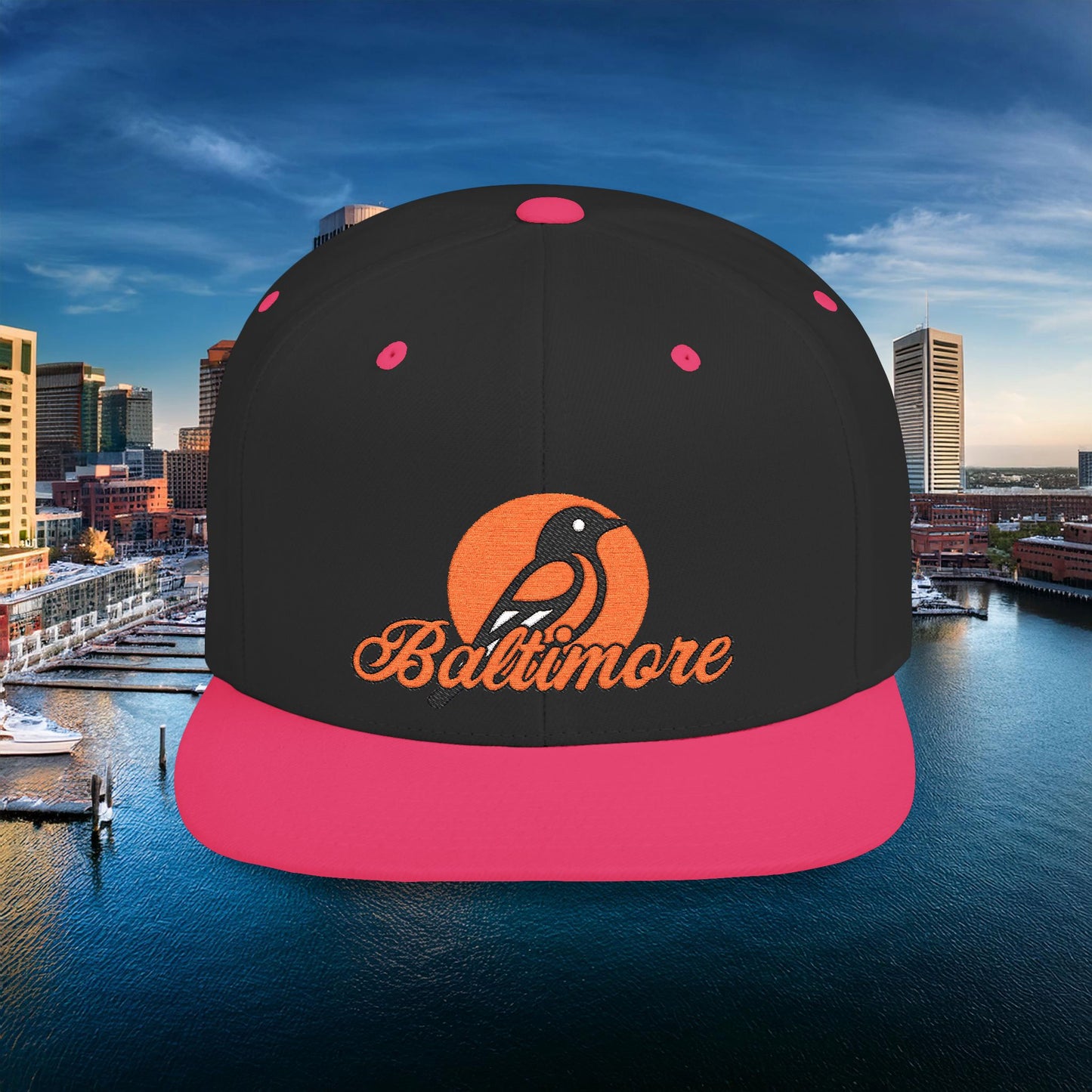 Orange Baltimore Flat Bill Snapback