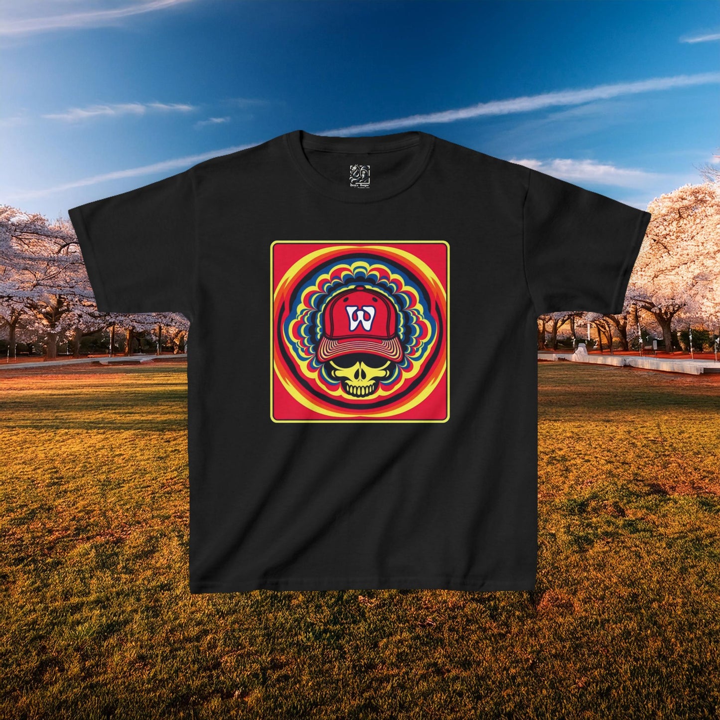 Psychedelic Funky W Skull Kids Tee